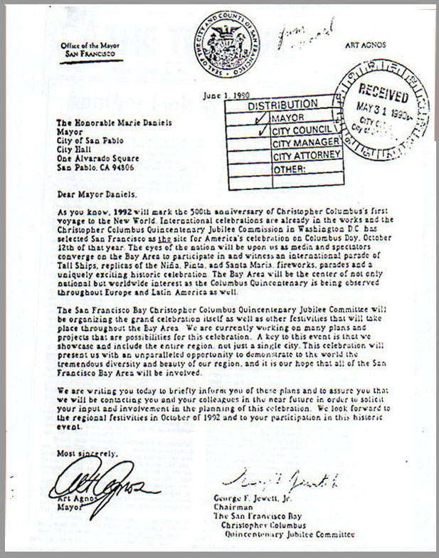Agnos Columbus Letter